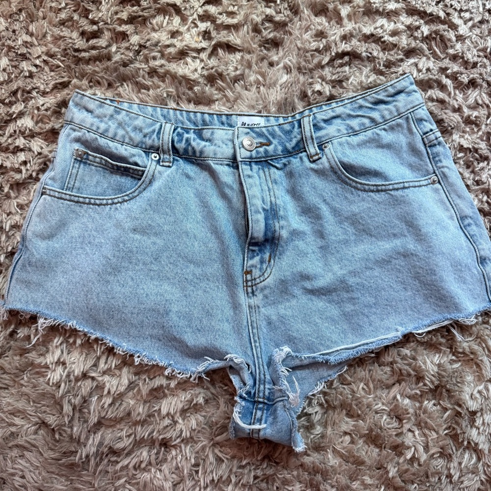 Princess Polly High-Waist Light Blue Denim Cutoff Shorts